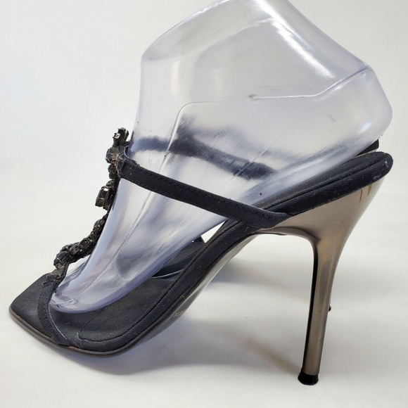 River Island Black Strappy Open Toe Rhinestone 7 - Picture 7 of 11